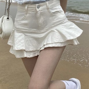 Summer womens skirts gothic low waist white patchwork A-lin