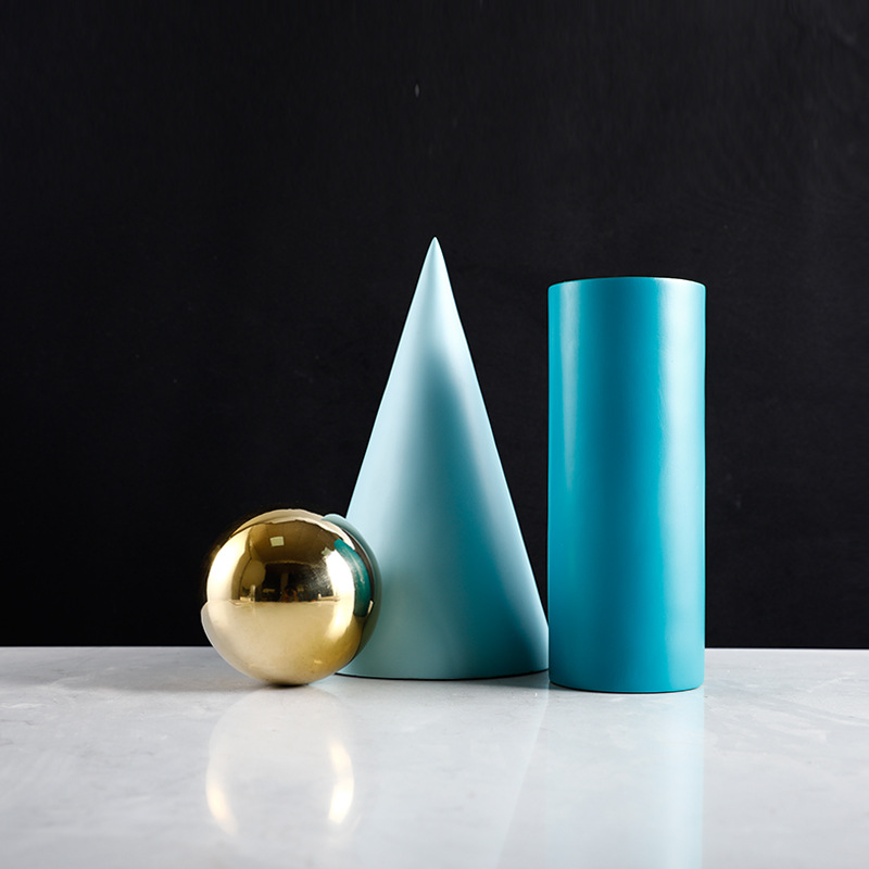 简约现代轻奢几何圆柱三角体摆件客厅茶几样板房装饰品桌面摆设