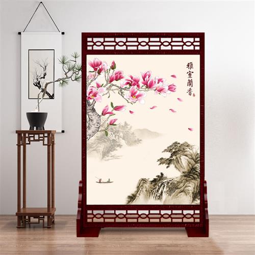 悦心美中式屏风隔断墙公司进门实木玄关时尚卧室酒店办公室遮挡墙