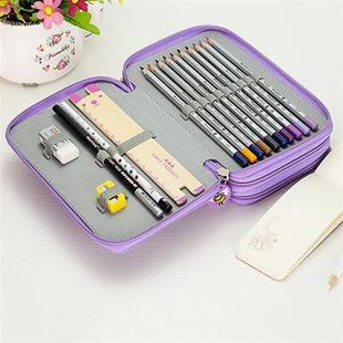 蜡笔收纳专用铅笔的盒子彩色铅笔美术笔包袋放装专用水彩笔布彩色