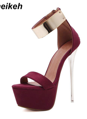 Aneikeh Ankle Strap Heels Platform Sandals Party Shoes For W