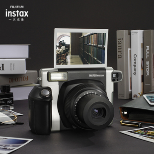 富士拍立得相机5寸宽幅wide300一次成像立拍得w300白奶糖色送相纸