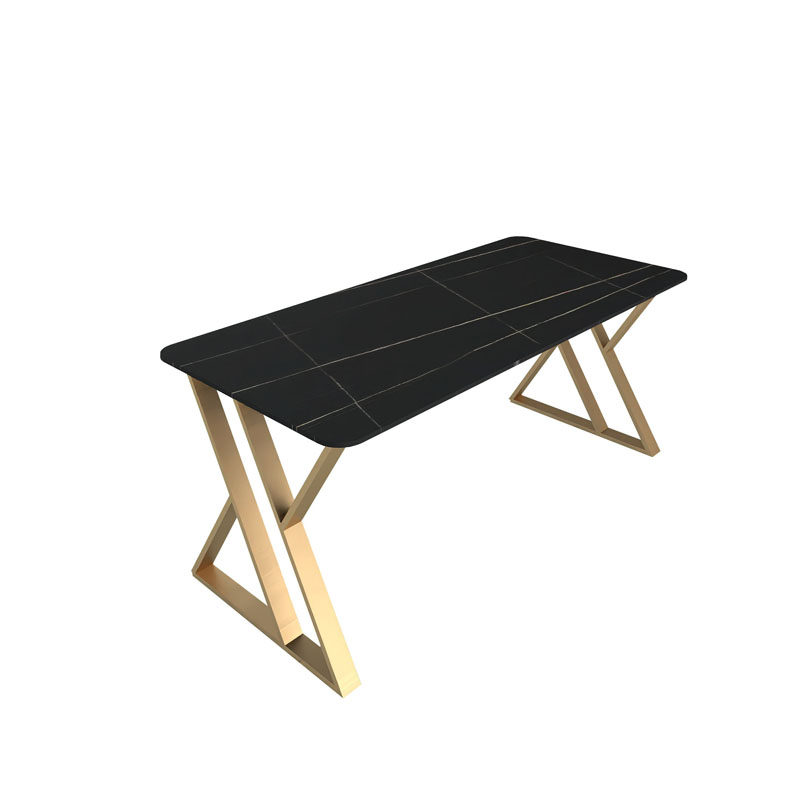 简约岩板会议桌北欧大理石办公桌椅组合休闲洽谈接待长方形书桌子