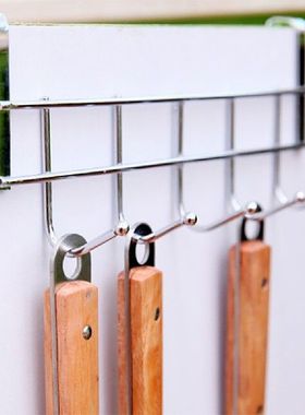 Ovr Th Door 5 Hooks Hom Bathroom Organizr Stainlss
