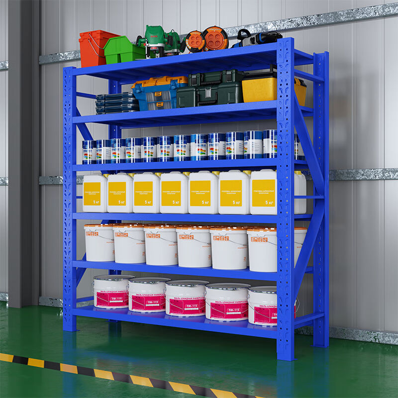 厂家仓储货架超市展示架家用置物架仓库六层蓝色主架每层200KG