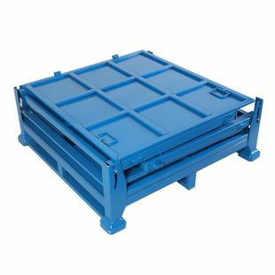 可折叠储存铁框 新品 钢制物料箱 带轮移动式 仓储金属周转箱周转框