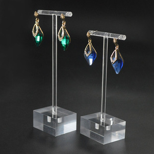 亚克力耳环耳丁展示架 小饰物挂示架 T形耳环吊示展览 透明胶棒