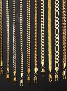 Gold Chain For Men Women Wheat Figaro Rope Cuban Link Chain