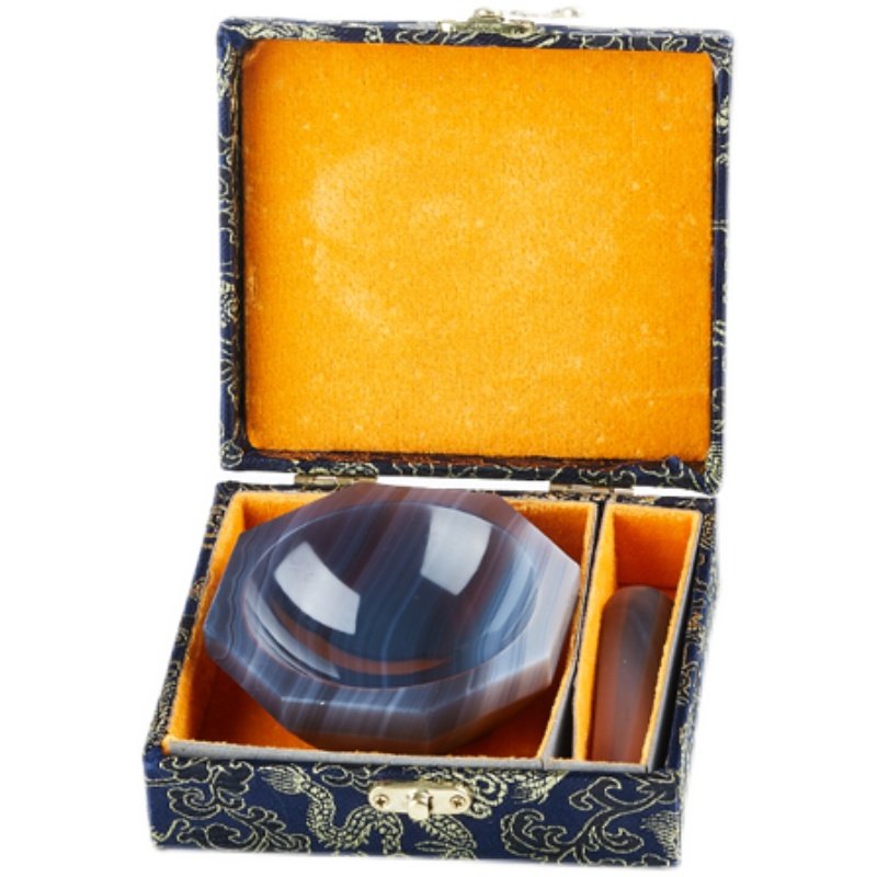 天然玛瑙研钵棒乳钵实验室研磨捣药碾钵擂钵60 80 100mm