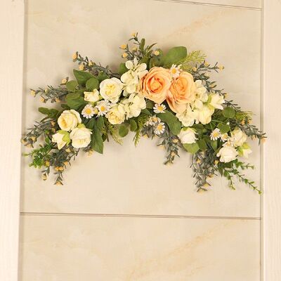 Artificial Arch Flowers Silk Rose Wreath Ring Wall Door