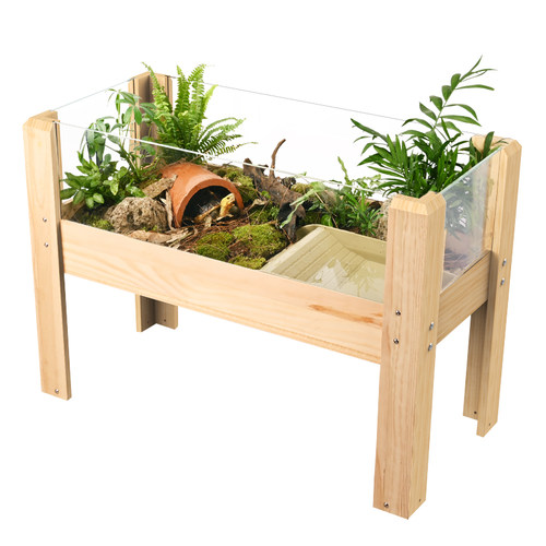 黄缘龟专用缸超大实木饲养箱陆龟半水龟生态造景箱安缘台缘养殖箱