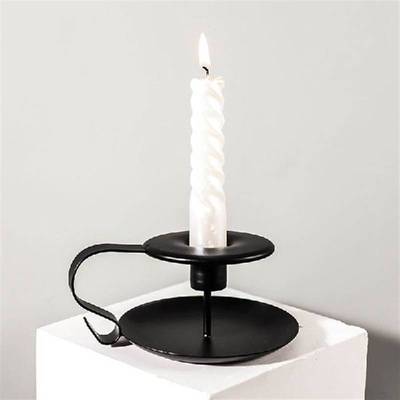 2pcs Retro Wrought Iron Candlestick Stand Black Candle
