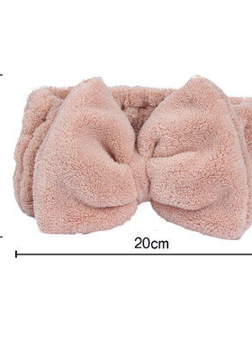 SPA Bath Shower Big Bow Solid Coral Fleece Headband Women Wa