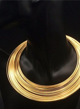 链欧美长版毛衣项链链necklace女拉丝项圈装饰品金色时尚夸张锁骨