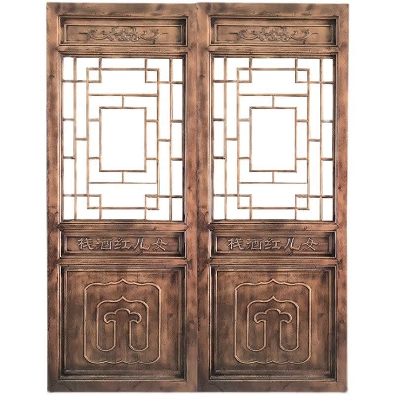 东阳木雕中式仿古做旧复古典门窗实木花格镂空浮雕花屏风隔断玄关