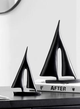 北欧现代简约帆船小摆件树脂工艺品创意客厅办公室桌面家居装饰品