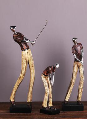 创意客厅电视柜办公室酒店软装高尔夫人物树脂摆件礼品工艺品装饰