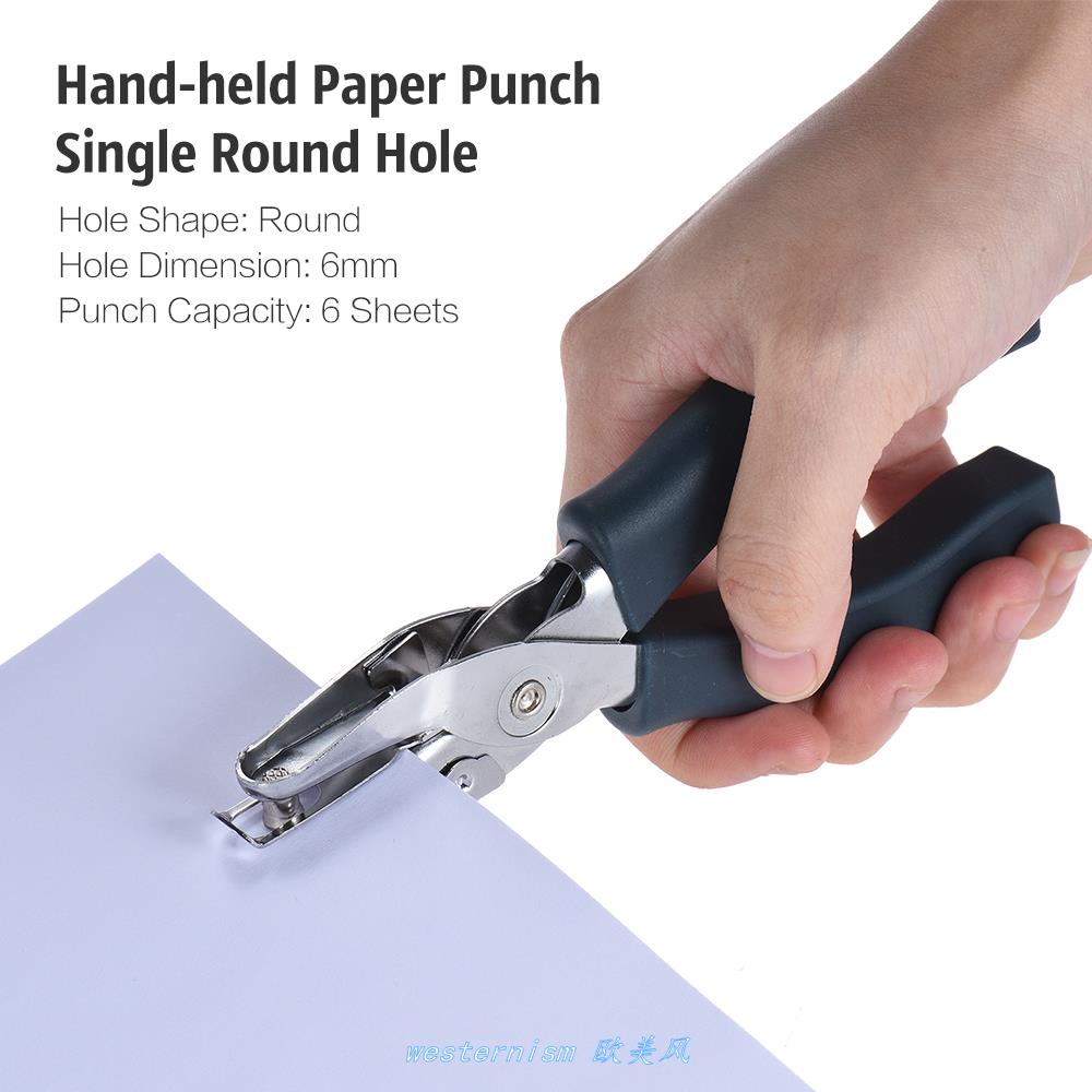 Punch Hand-held 1-Round Hole Paper Punch Puncher with Rubber