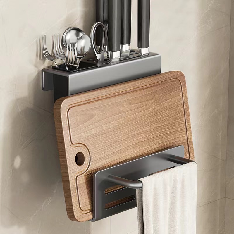 304不锈钢菜刀架置物架壁挂式单独放菜刀具收纳层架纯刀座挂墙上