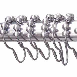Balls Shower Curtain 12pcs Non Roller Hooks Friction