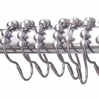 12pcs 5 Roller Balls Shower Curtain Hooks Non Friction