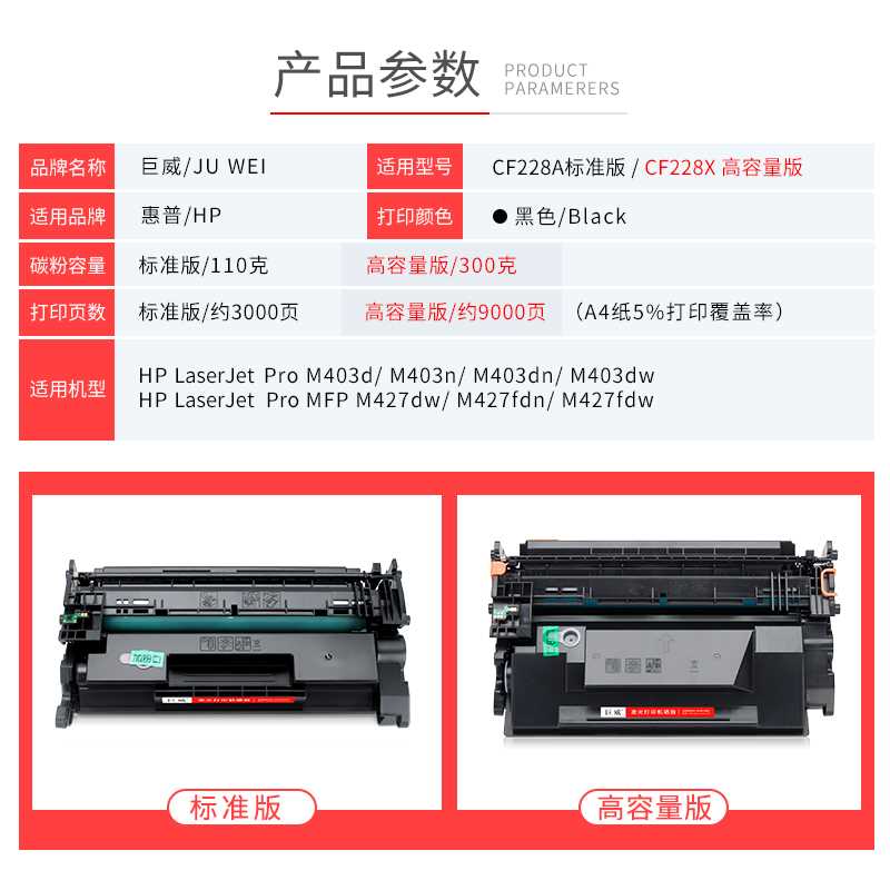 巨威 适用惠普M427dw硒鼓HP28A M403D M403DN CF228A M427fdw打印