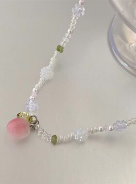 Ms. Transparent Butterfly new pink pendant clavicle necklace