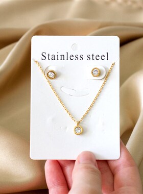 极速Simple  Cubic Zirconia Pendant Necklace earr