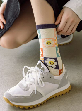 2 Pair Print Cute Long Winter Socks Women Fashion New Flower