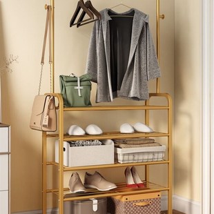 门口鞋柜和挂衣柜一体式入户鞋架加衣架靠墙组合落地极简衣帽架