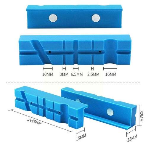 好货1 Pair of Magnetic Soft Pad Jaws Rubber for Metal Vise 5