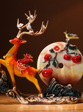 招财鹿水晶发财树摆件客厅玄关电视酒柜新家装饰开业乔迁新居礼物