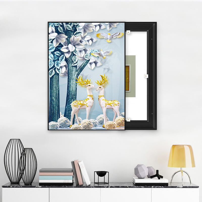 新品现代简约客厅电表箱装饰画饭厅遮挡J过道竖款创意配电箱免打