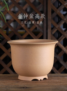 自在屋精选春秋款精品紫砂兰花盆/高金钟/圆口盆蕙兰建兰大号室内