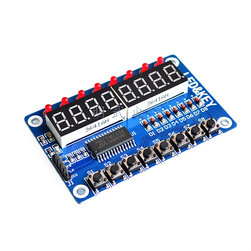 TM1638按键数码管LED显示模块(8位数码管\LED\按键)
