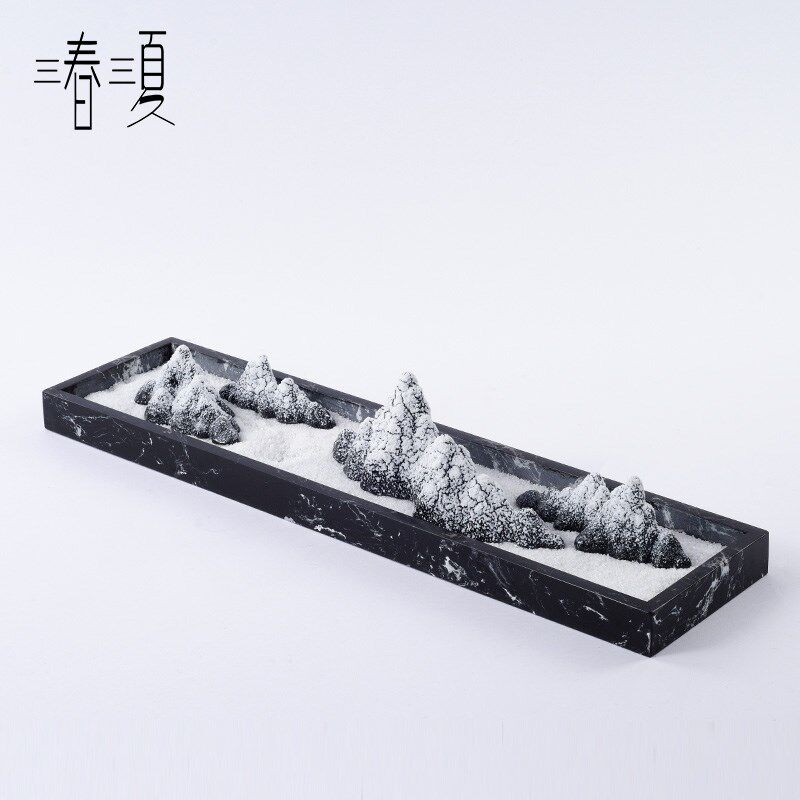 新中式创意陶瓷雪山摆件茶室玄关链条