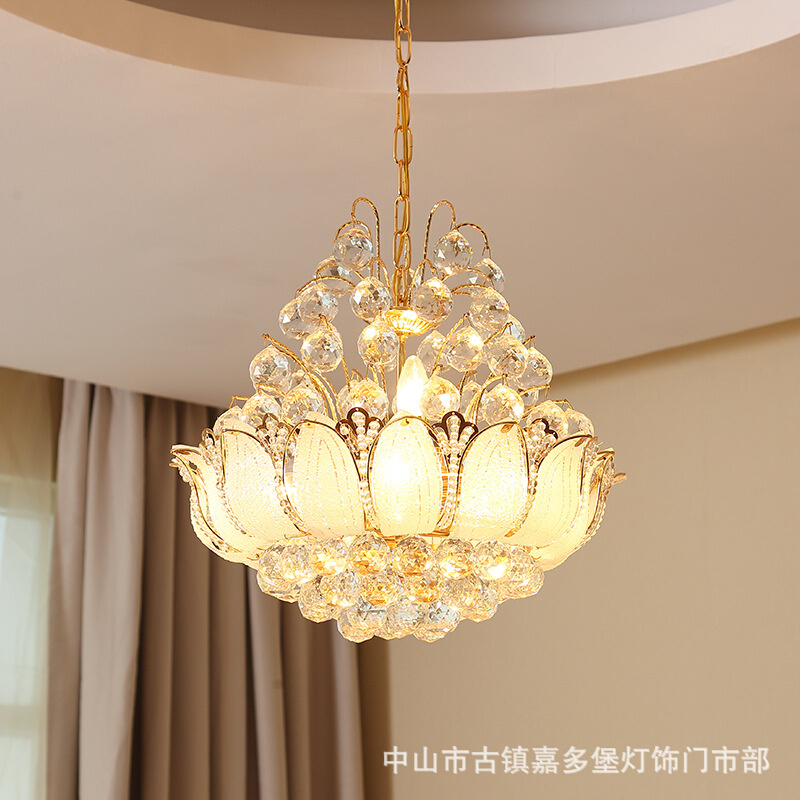 欧式水晶吊灯 金色餐厅LED圆形灯 卧室吊饭厅吊书房吊灯客厅灯