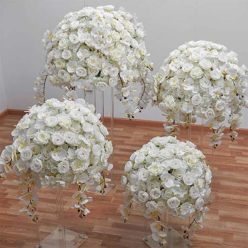 新款蝴蝶兰绣球玫瑰花球婚礼舞台餐桌布置仿真花橱窗展厅装饰假花