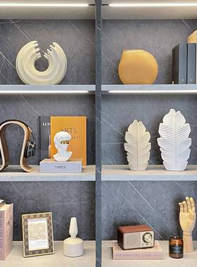 现代样板间书柜家居软装饰品相架蜡烛模型创意陶瓷玻璃摆件ZH