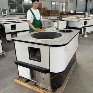 新型中式无烟柴火灶岩板多功能单灶双锅灶家用农村移动土灶炉灶