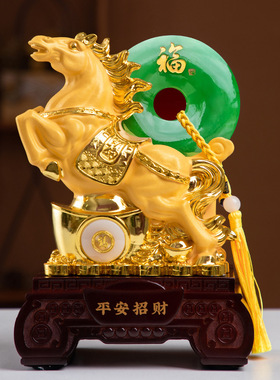 出口马年平安招财绒沙金摆件开门