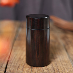 紫光檀整木挖大号茶叶罐旅行随身储物罐黑檀密封罐木制茶罐子储茶