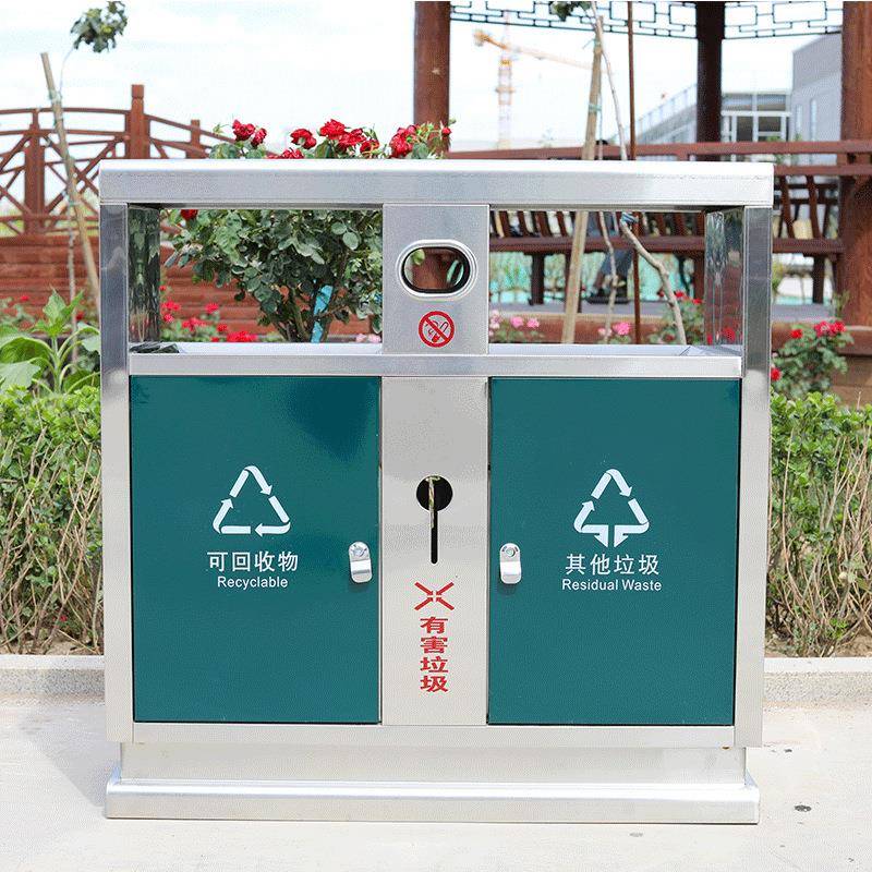户外不锈钢墨绿色永康桶垃圾桶分类大号室外小区高档环卫街道物业