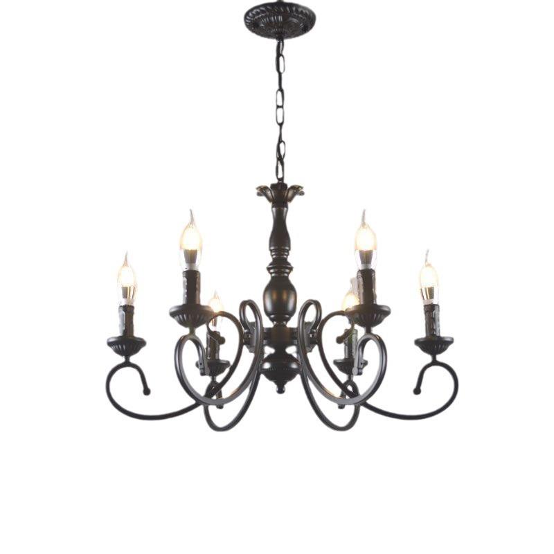 复古约灯氛围868吊灯蜡烛灯美式简欧式吊中山灯具创意铁餐艺6头8