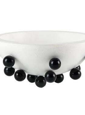 北欧艺术圆形珠点果盘摆件设计师别墅样板房客厅餐桌酒店软装饰品