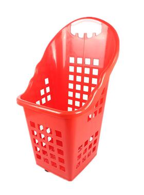 商场大容量购物篮手提带拉杆塑料LC-TL-14高背四轮篮多功能商用