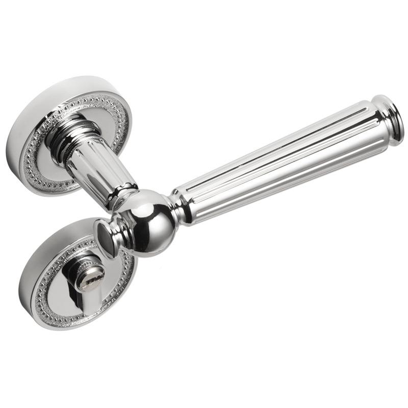 法式亮银分体室内轻奢北欧门把手套装简吸约复古卧室音磁色静门锁