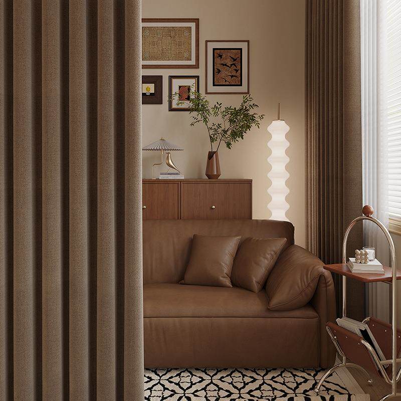 绍兴窗帘棉麻中古窗帘绍兴柯桥窗帘非涂层无胶水物理遮光