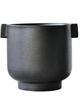 JIMU黑色发泡釉蝴蝶兰花盆专用盆多肉高脚高级感花盆陶盆批發