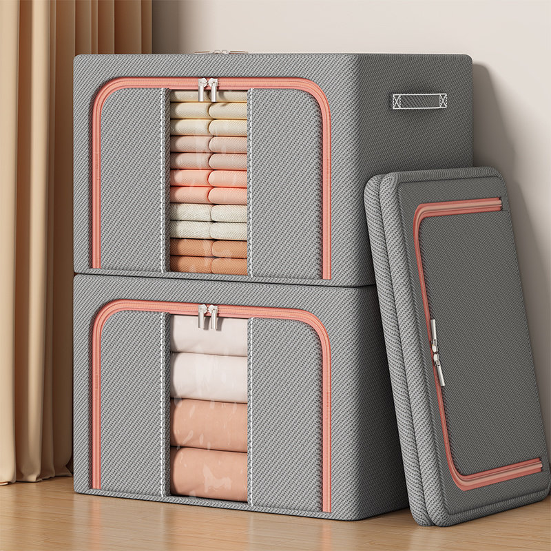 收纳箱专用大容量特大号棉麻折叠钢架防潮收纳袋衣服衣柜储存宿舍